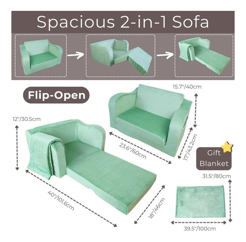 Couch De Espuma Para Niños Wonder Space Con Manta, Sofá Para