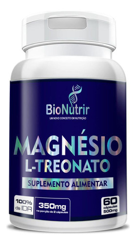 Magnésio L-treonato 360mg 60 Cápsulas - Bionutrir