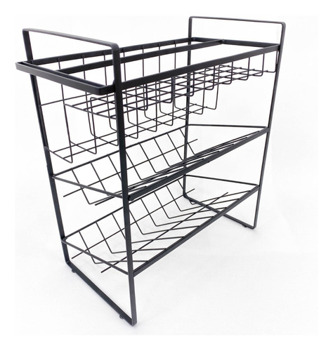 Estante Organizador Cocina Especiero Doble Apto Para Frascos Color Negro