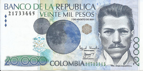 Colombia Billete 20000 Pesos, 7 Agosto 2001