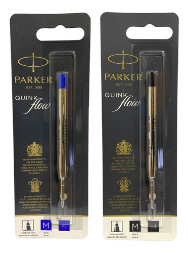 2 Repuestos Tanque Boligrafo Parker Original Azul Y Negro