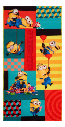 Toalla Premium Para Baño 75x147 Cm Minions Mosaico Color Muticolor