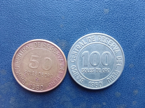 Monedas Perú 50 Y 100 Soles De Oro 1980