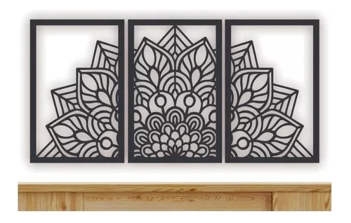 Cuadro Mandala Set De 3 Cuadros Decorativos En Madera Mdf