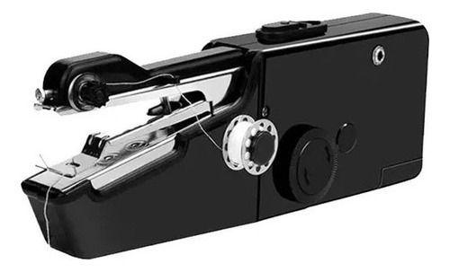 Mini máquina de coser eléctrica portátil con batería manual de color negro