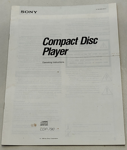 Manual Usuario Compactera Sony Cdp-790 Cd Player