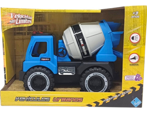 Camion De Construccion Mezclador A Friccion Con Sonido Color Azul