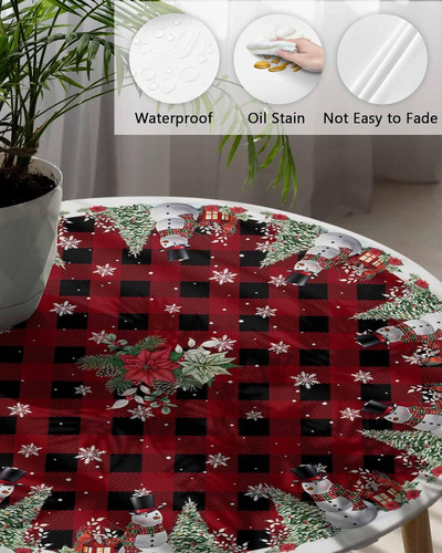 Mantel Redondo Ajustable De Muñeco De Nieve De Navidad Para