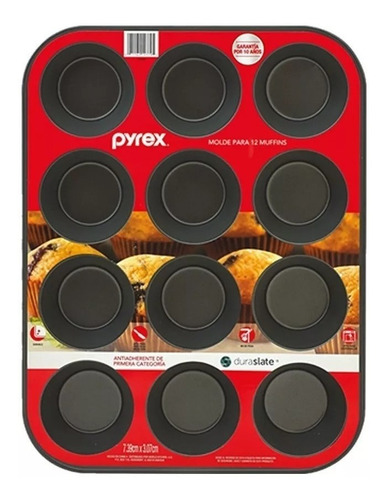 Molde Muffin Pyrex 12 Cavidades - Teflon Antiadherente Cupcakes