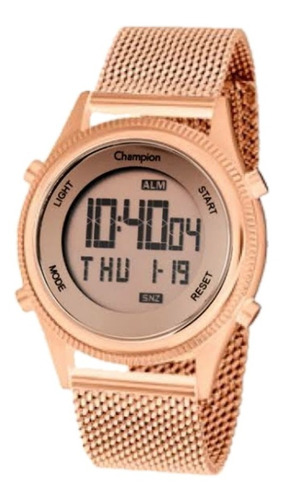 Relogio Feminino Digital Rosa Rose Gold Champion Original