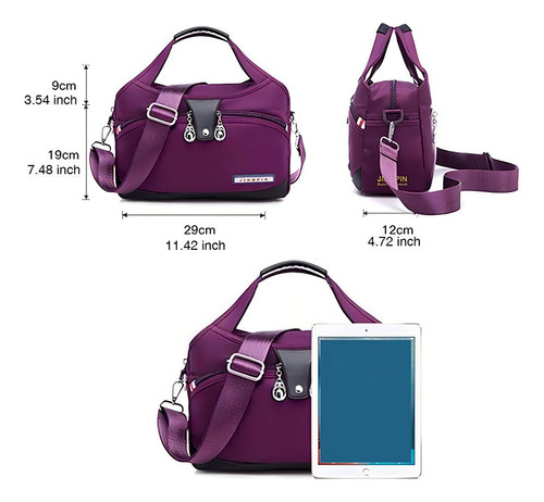 Oxford Fash Bolsos Impermeables De Tamaño Mediano Para Mujer Color Violeta Diseño De La Tela Liso