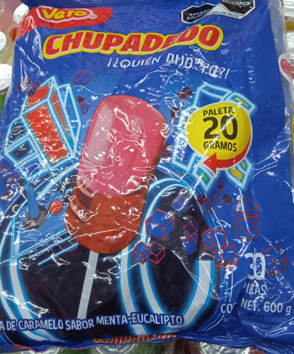 Chupadedo Paleta Caramelo Menta Eucalipto 210 Pz Vero
