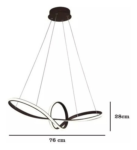 Lustre Pendente Led 45w Design Moderno Curvas Luz 3em1 Cor Marrom 110V/220V