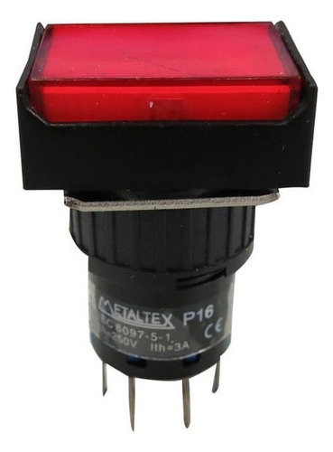 Botão 16mm 2 Rev Led 220v Vermelho P16bl - Metaltex (i)