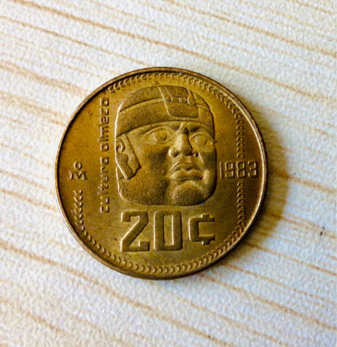 Moneda Cabeza Olmeca De 20 Centavos (estado Proof)