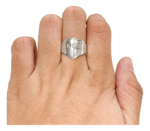 Anillo Escudo Equipo FĂștbol Argentina Newells Old Boys B - Mediano Plata 925