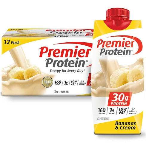 Premier Protein High 12 Malteadas Bananas & Cream 