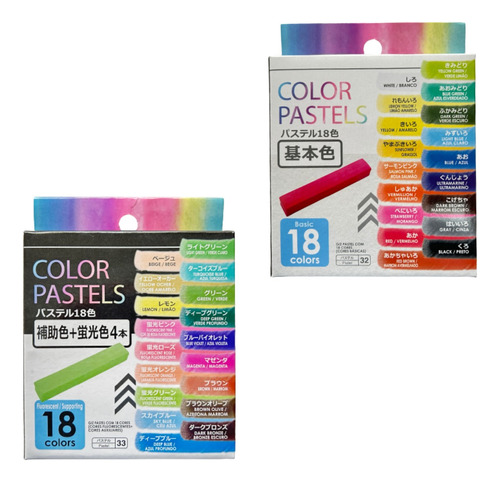 Giz Pastel Seco 36 Cores Básico Fluorescente Colorir Pintar