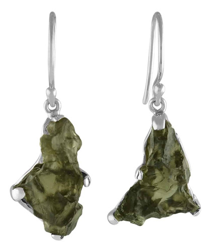 Arete Adorov Moldavita De Plata Verde Oscuro - 2 X Pack