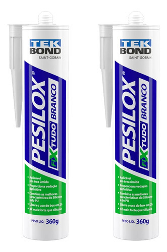 2 Cola Pu Silicone Pesilox Fixa Tudo Tekbond Extraforte Cor Branco