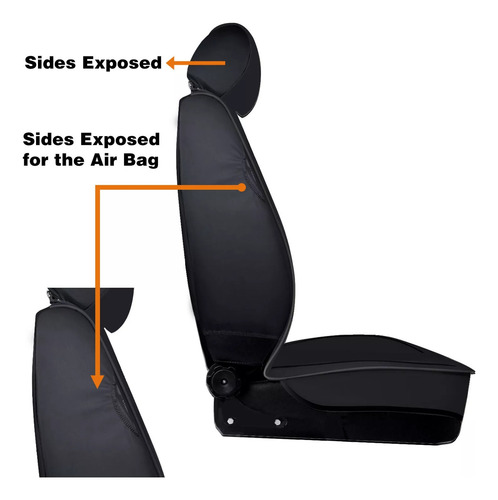 Funda Cubre Asiento Ecocuero Set 5 Asientos Color Negro