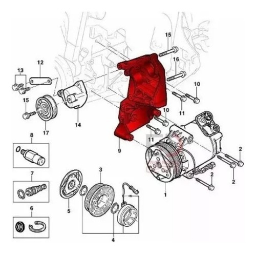 Soporte Compresor Aa Tornado Mtr 1.8 Mod 2011 A 2018