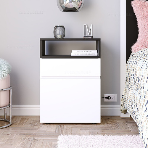 Mesa De Luz Moderna Con Cajón Y Puerta Entrega Inmediata!!