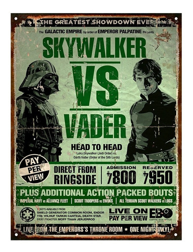 Carte De Chapa Star Wars Vader Vs Skywalker 2 X953