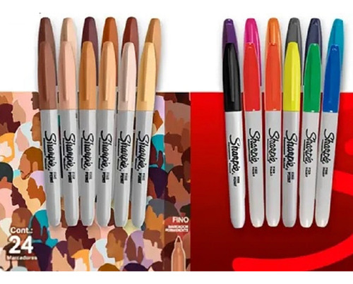 Marcadores Permanentes Sharpie Tierra - Pack De 24 Unidades