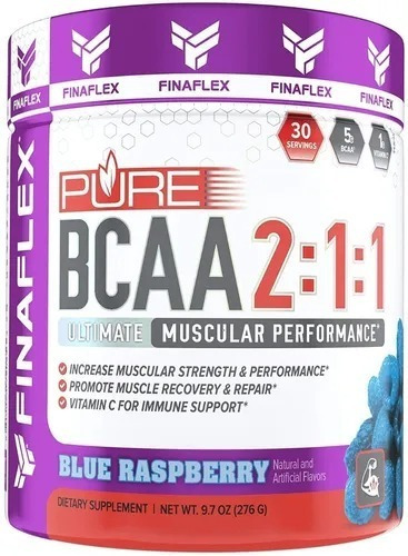 Pure Bcaa 2:1:1 Finaflex Con Vitamina C 30 Servicios Sabor Blue Raspberry