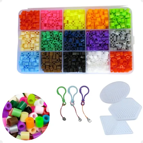 Kit Perler Beads 5,0mm Hama Completo 15 Cores Pegboard Pixel