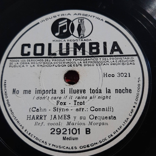 Pasta Harry James Y Su Orquesta Columbia Ww C174