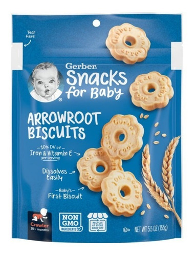 Gerber Arrowroot Cookie Biscuits Galletas Para Bebés