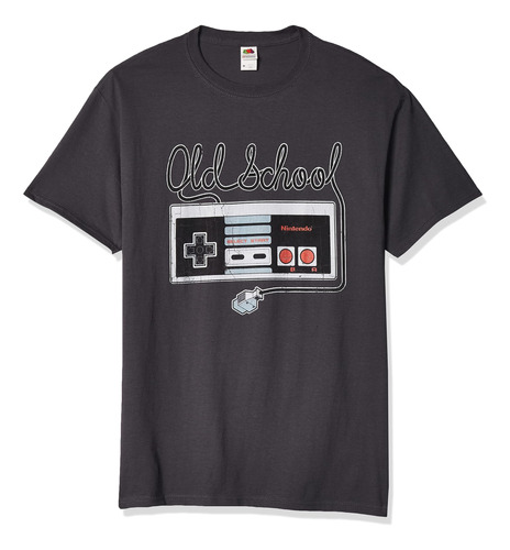 Playera Camiseta Nintendo Old School - Gris Retro Gaming