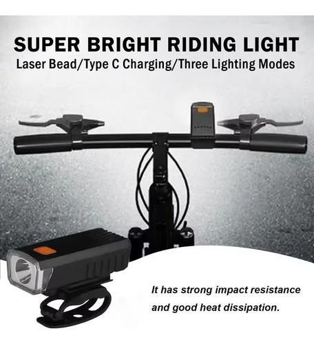 Faro Delantero De Bicicleta Led, Recargable Por Usb, Imperme