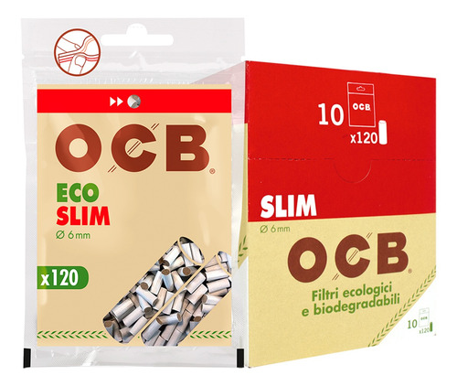 Pack 10 Bolsitas Filtros Boquilla De Cigarro Ocb Slim Cañamo