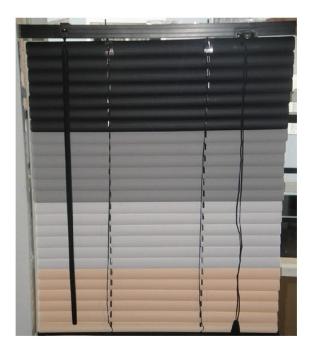 Cortina Americana Veneciana Pvc 125x100 1izq/1der Negro