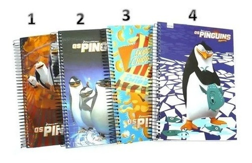 Caderno Pinguins De Madagascar 10 Matérias 200 Folhas Un