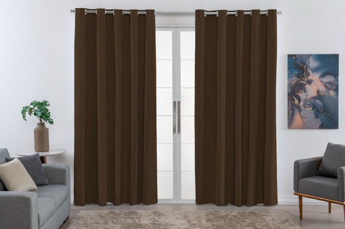 Cortina 2,80x1,80 Blecaute Pvc 100% Blackout Corta Luz Sala Cor Marrom