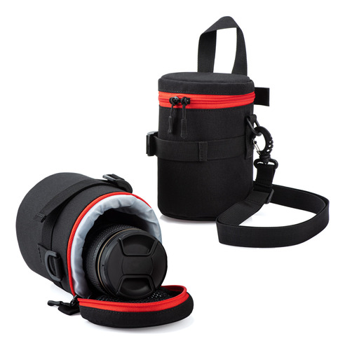 Estuche Para Lente Camara Negro Rojo Bk 50 Fotografia