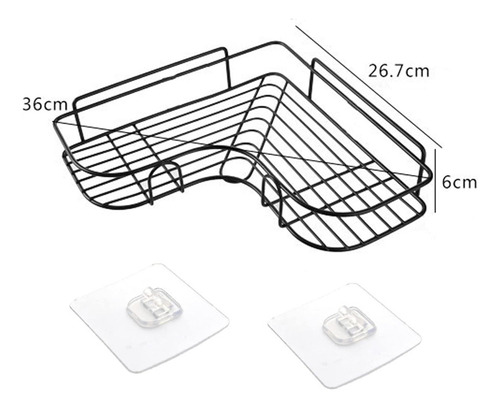 Estante Esquinero De Ducha Repisa Organizadora Baño Multiuso Color Negro - Estante Repisa Organizadora Baño Rejillas