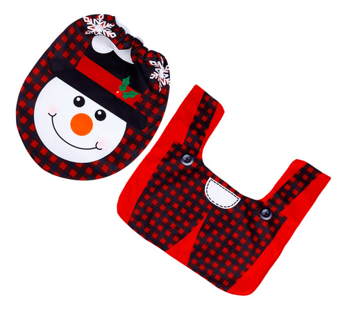 1 Set Of Christmas Pattern Toilet Mat Toilet Seat Lid Cover