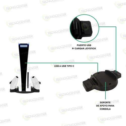 Imagen 2 de 6 de Base Soporte Consola Ps5 +cargador Doble Joystick Ps5 Cuotas