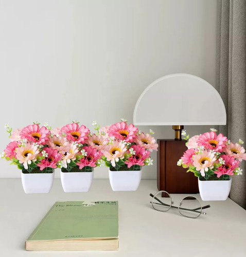 Bonsái Con 4 Plantas Artificiales De Plástico Para Decoració