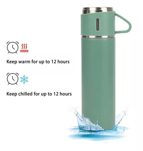 Termos para agua 3 para beber, vasos reutilizables, fría para exteriores  (verde)