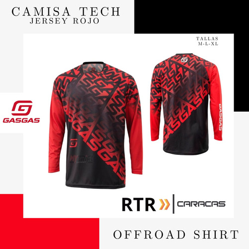 Camisa Gas Gas Tech Jersey Offroad Shirt Rojo/negro Jersey