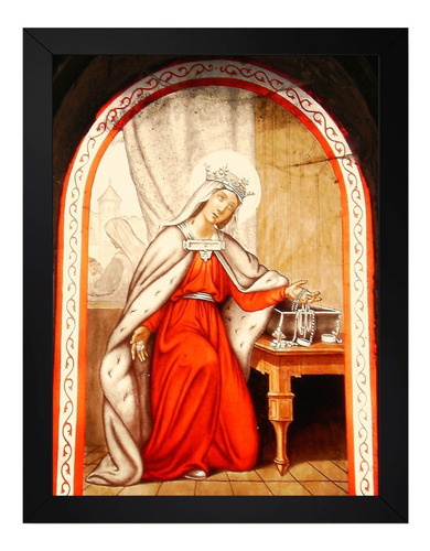 Quadro Católico Santa Adelaide Tamanho 45x33cm Com Vidro  