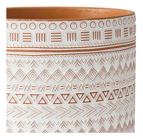 Maceta D'vine Dev De 8 Pulgadas De Terracota, Diseño Geométr
