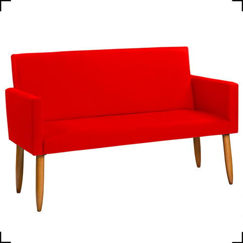 Namoradeira Decorativa Sofá 2 Lugares Reforçada Para Sala Cor Vermelho Desenho Do Tecido Suede Liso