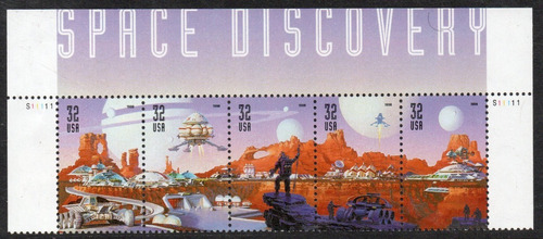 Estados Unidos Tira X 5 Sellos Exploración Espacio Año 1998 